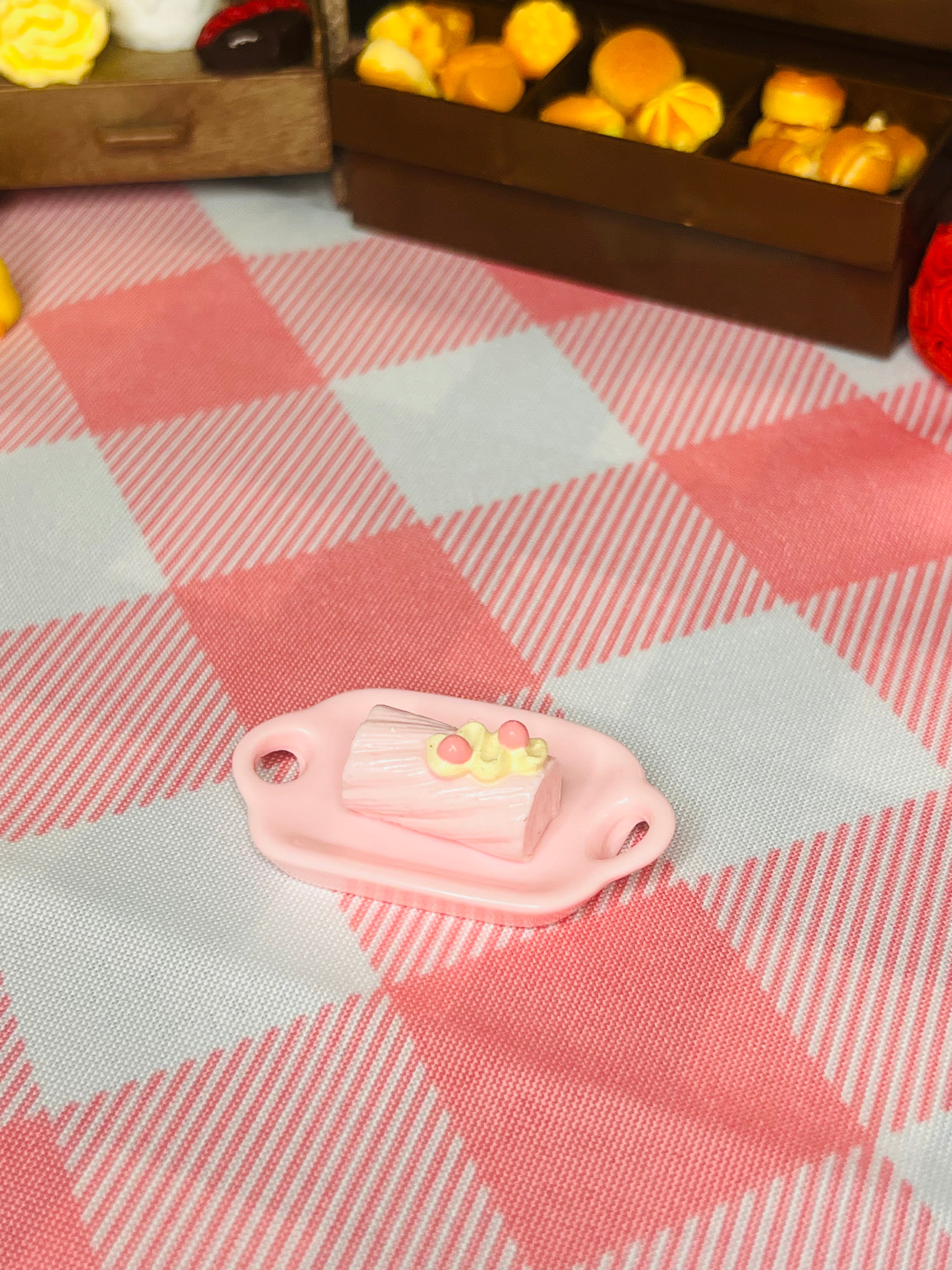 Mini Pink Butter Toast Plate Taba Squishy