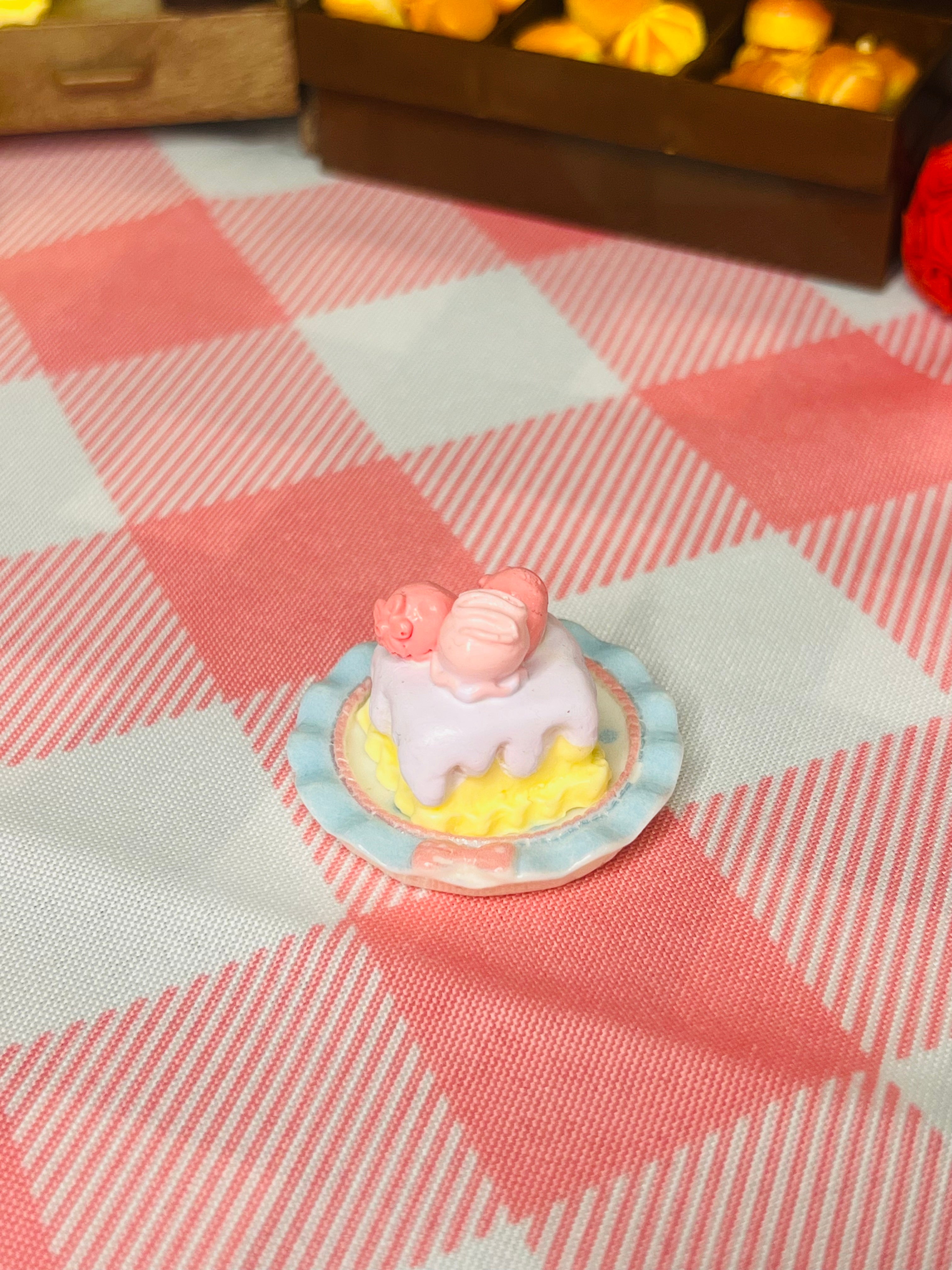 Mini Pink Bunny Ear Cream Cake Taba Squishy