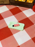 Strawberry Mochi Skewer Plate Mini Taba Squishy from Mini Street Bites Series on a cute mini food display
